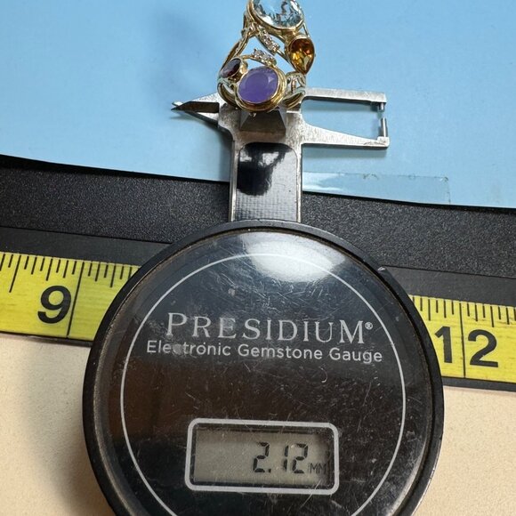 14k Yellow Gold Multi-Gemstone Handmade Statement Ring 2mm Width Size 5 - Picture 7 of 9